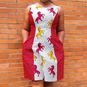 African women Ankara dress made with 2 prints